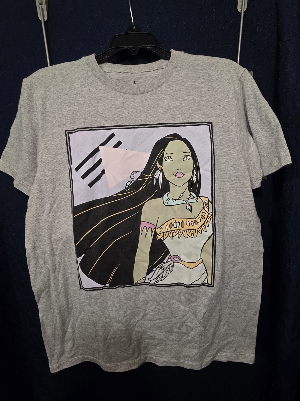 Disney Gray Graphic Tee with Pocahontas Illustration